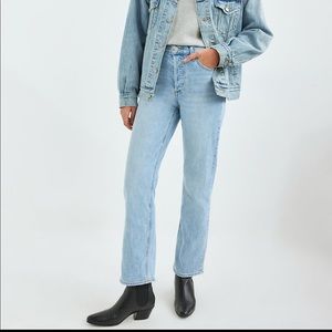 Aritzia Denim Forum Arlo high rise straight jeans blue size 31-blondie bleu 28L*